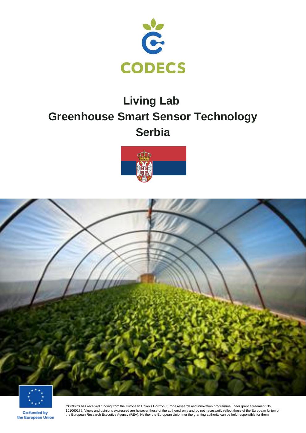 Living Lab Greenhouse Smart Sensor Technology, Serbia